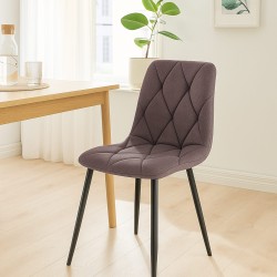 Silla de comedor Clairton en tela marrón
