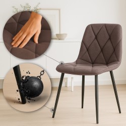 Silla de comedor Clairton en tela marrón