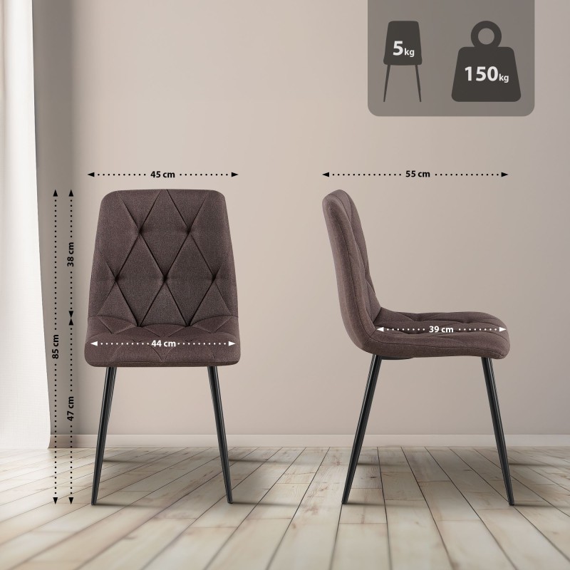 Silla de comedor Clairton en tela marrón