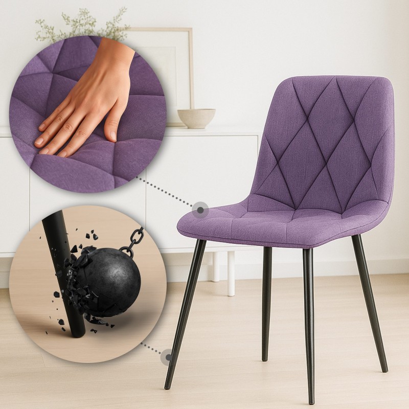 Silla de comedor Clairton de tela morada