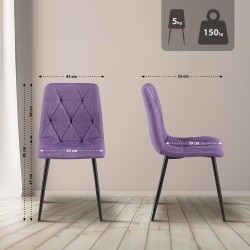 Silla de comedor Clairton de tela morada