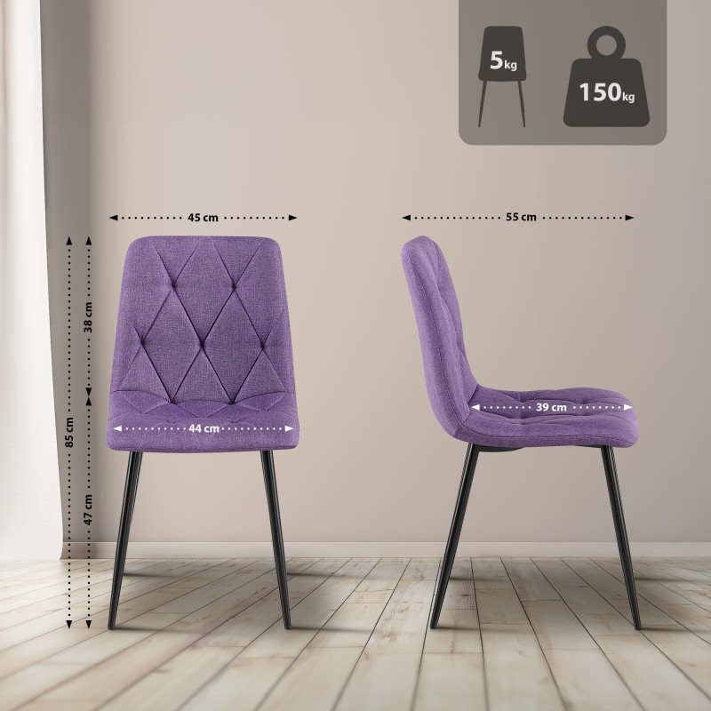 Silla de comedor Clairton de tela morada