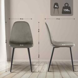 Silla de comedor Napier en terciopelo antracita