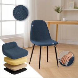 Silla de comedor Napier en tela azul oscuro Silla de comedor Napier en tela azul oscuro