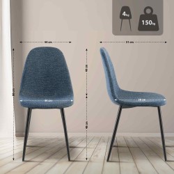 Silla de comedor Napier en tela azul oscuro Silla de comedor Napier en tela azul oscuro