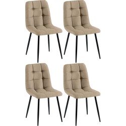 Juego de 4 sillas de comedor Antibes en tela color topo