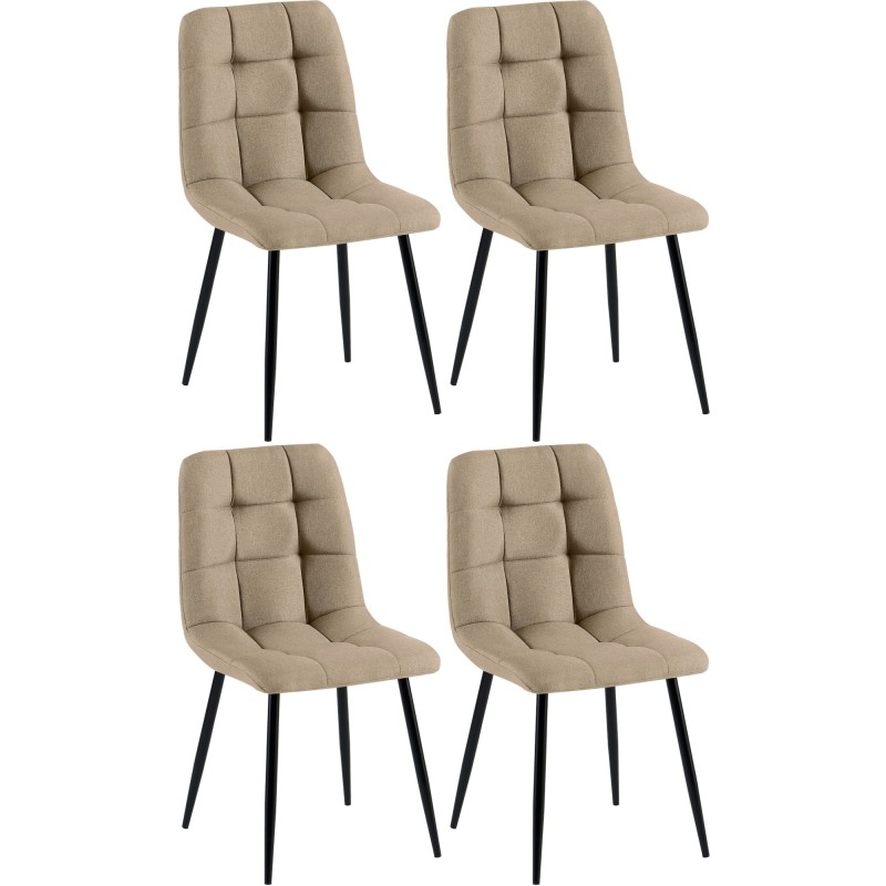 Juego de 4 sillas de comedor Antibes en tela color topo