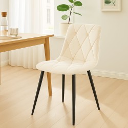 Juego de 2 sillas de comedor Clairton de terciopelo crema