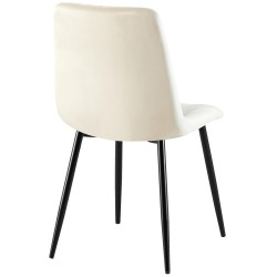 Juego de 2 sillas de comedor Clairton de terciopelo crema