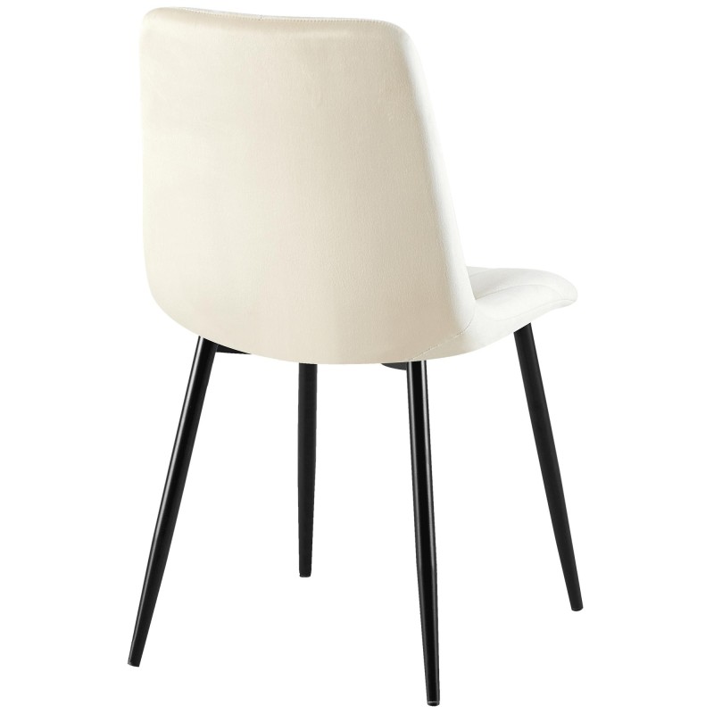 Juego de 2 sillas de comedor Clairton de terciopelo crema