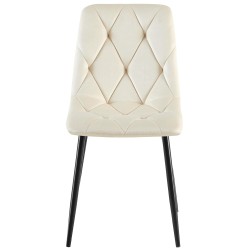 Juego de 2 sillas de comedor Clairton de terciopelo crema