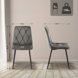 Juego de 2 sillas de comedor Clairton de terciopelo antracita