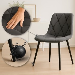 Juego de 2 sillas de comedor Clairton de terciopelo antracita