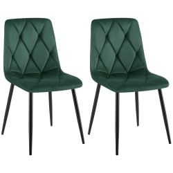 Juego de 2 sillas de comedor Clairton en terciopelo verde