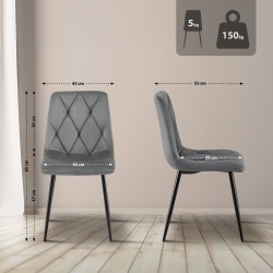 Juego de 2 sillas de comedor Clairton en terciopelo gris oscuro