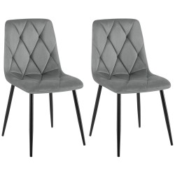 Juego de 2 sillas de comedor Clairton en terciopelo gris oscuro