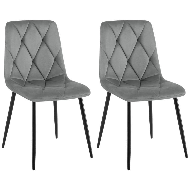 Juego de 2 sillas de comedor Clairton en terciopelo gris oscuro