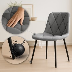 Juego de 2 sillas de comedor Clairton en terciopelo gris oscuro