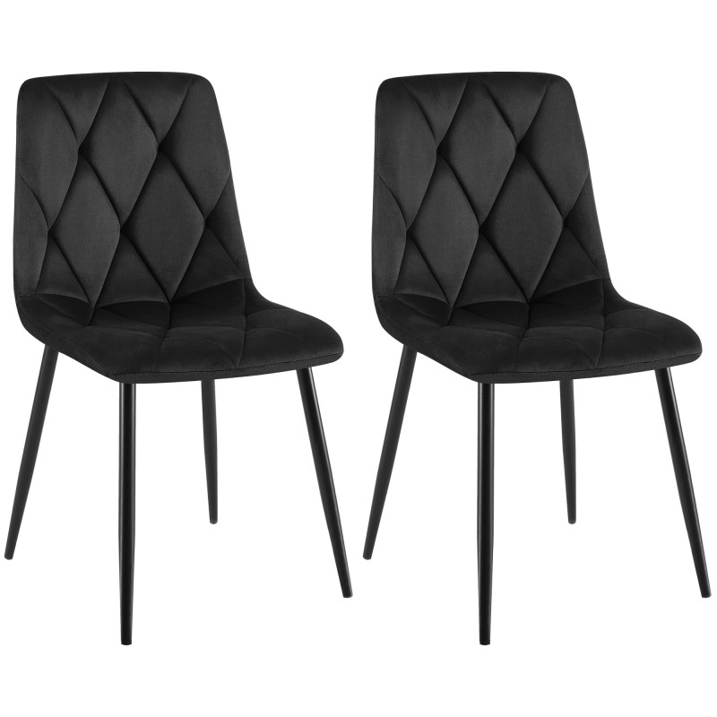 Juego de 2 sillas de comedor Clairton en terciopelo negro