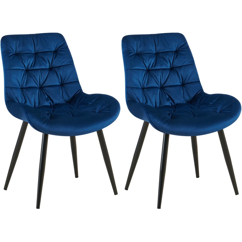 Juego de 2 sillas de comedor Rossford en azul oscuro