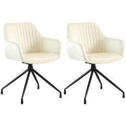 Juego de 2 sillas de comedor Welby de terciopelo color crema