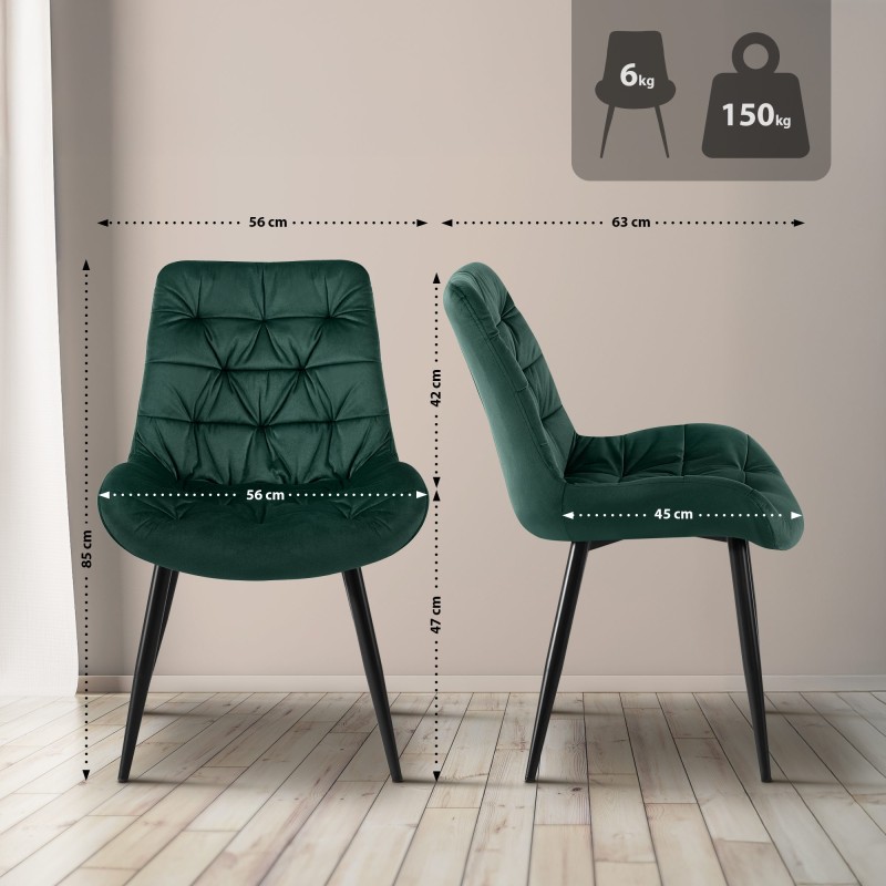Juego de 2 sillas de comedor Rossford en color verde