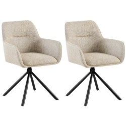 Juego de 2 sillas Tipton en tela color topo