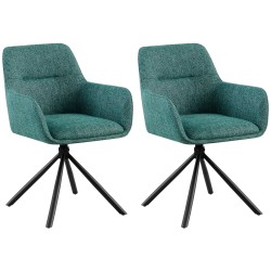 Juego de 2 sillas Tipton en tela verde oscuro
