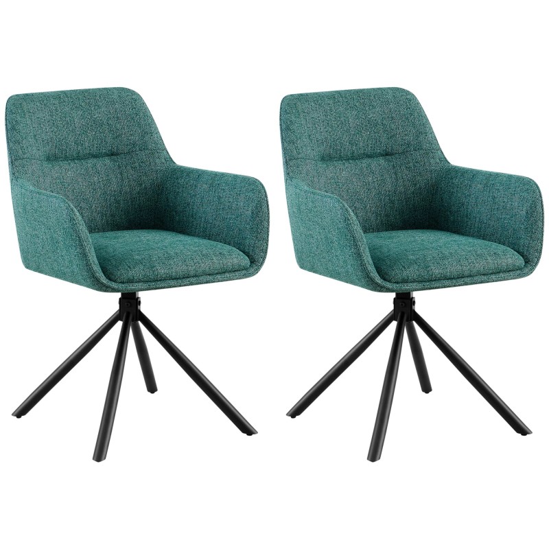 Juego de 2 sillas Tipton en tela verde oscuro