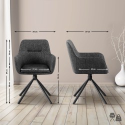 Juego de 2 sillas Tipton en tela gris oscuro