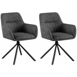 Juego de 2 sillas Tipton en tela gris oscuro