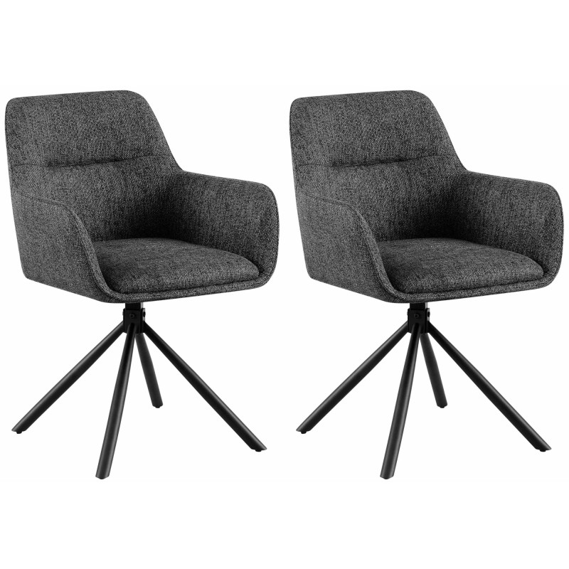 Juego de 2 sillas Tipton en tela gris oscuro