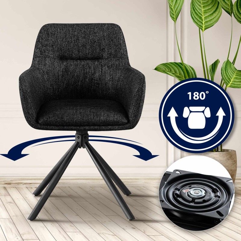 Juego de 2 sillas Tipton en tela negra