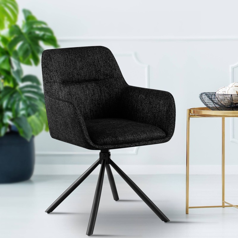 Juego de 2 sillas Tipton en tela negra