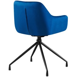 Juego de 2 sillas de comedor Welby en terciopelo azul oscuro