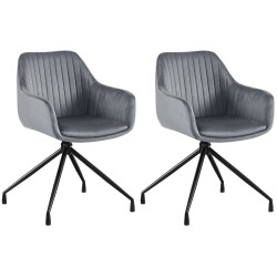 Juego de 2 sillas de comedor Welby en terciopelo gris oscuro