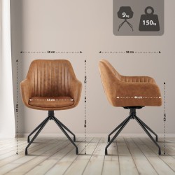 Juego de 2 sillas de comedor Welby Vintage en marrón claro