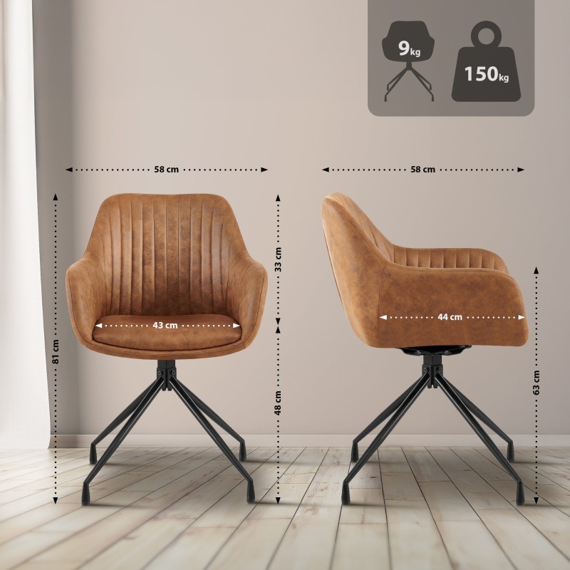 Juego de 2 sillas de comedor Welby Vintage en marrón claro