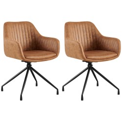 Juego de 2 sillas de comedor Welby Vintage en marrón claro