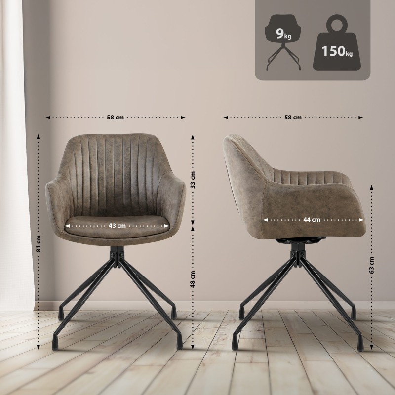 Juego de 2 sillas de comedor Welby Vintage en gris
