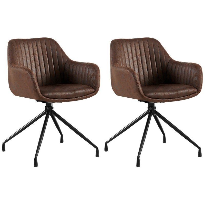 Juego de 2 sillas de comedor Welby Vintage en marrón oscuro