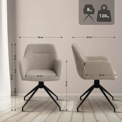Silla de comedor Merlinda en tela Teddy color topo