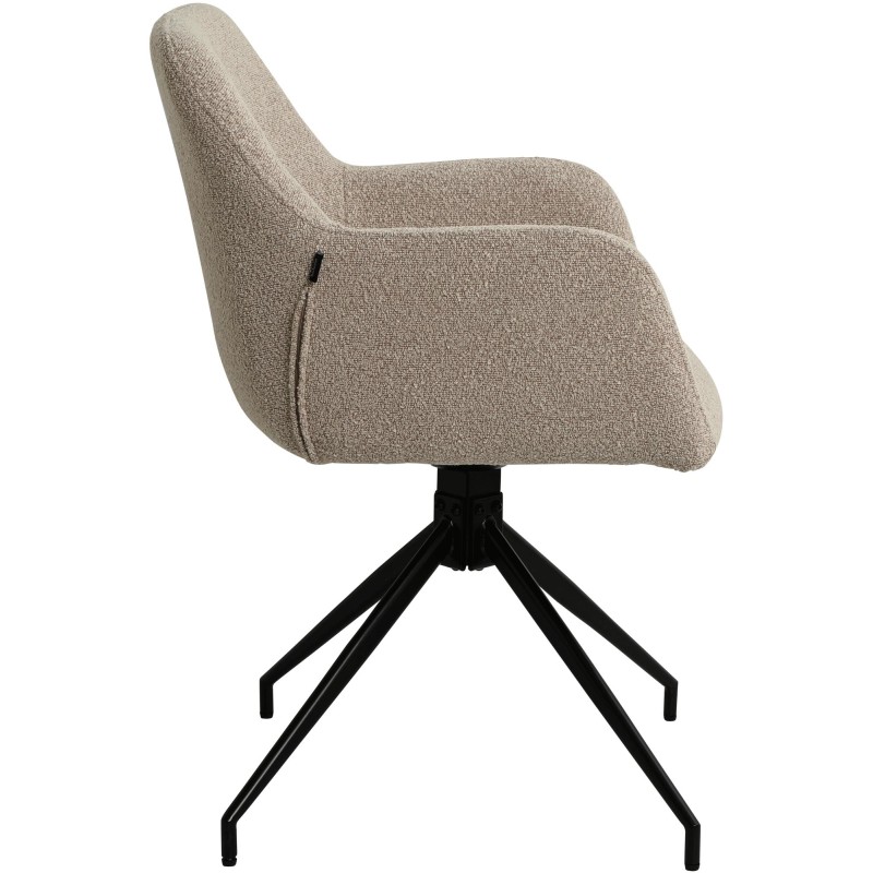 Silla de comedor Merlinda en tela Teddy color topo