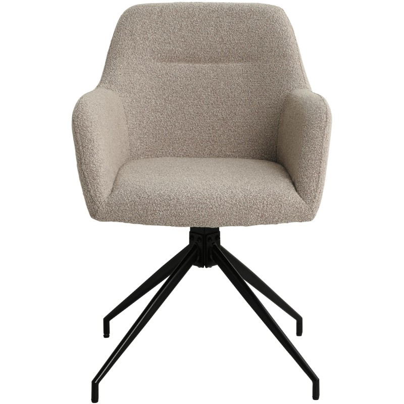 Silla de comedor Merlinda en tela Teddy color topo