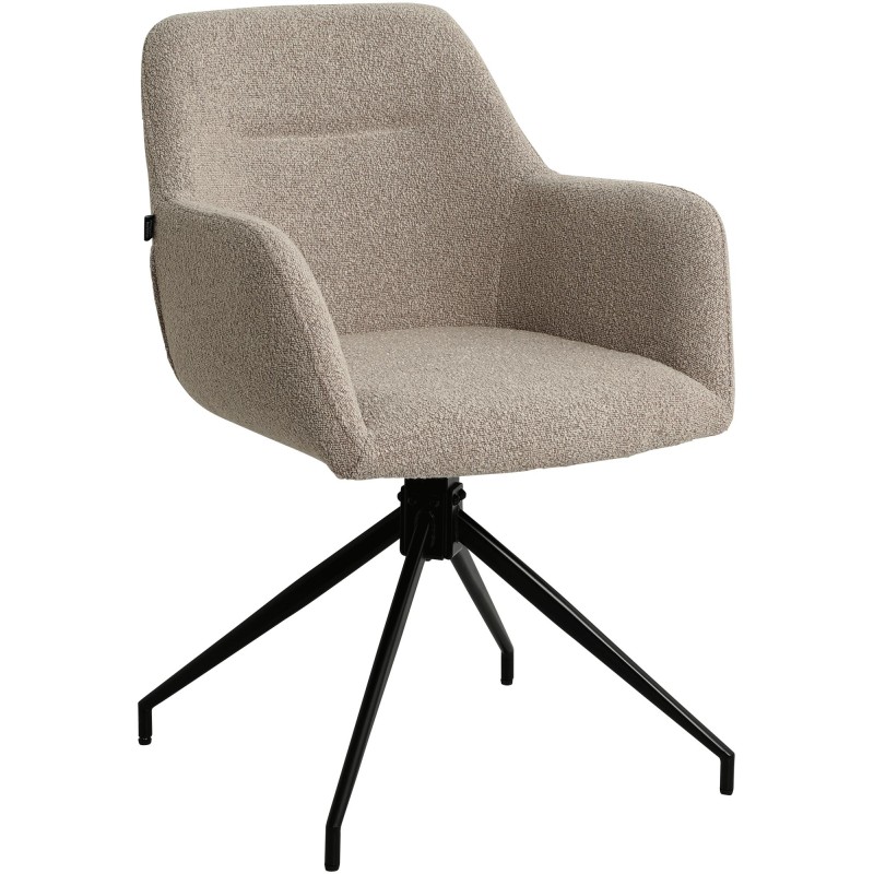 Silla de comedor Merlinda en tela Teddy color topo