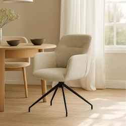 Silla de comedor Merlinda en tela Teddy color topo