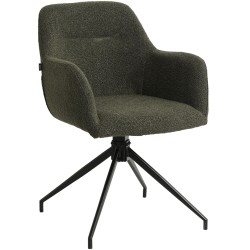 Silla de comedor Merlinda en tela Teddy verde oscuro