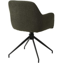 Silla de comedor Merlinda en tela Teddy verde oscuro