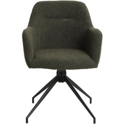 Silla de comedor Merlinda en tela Teddy verde oscuro