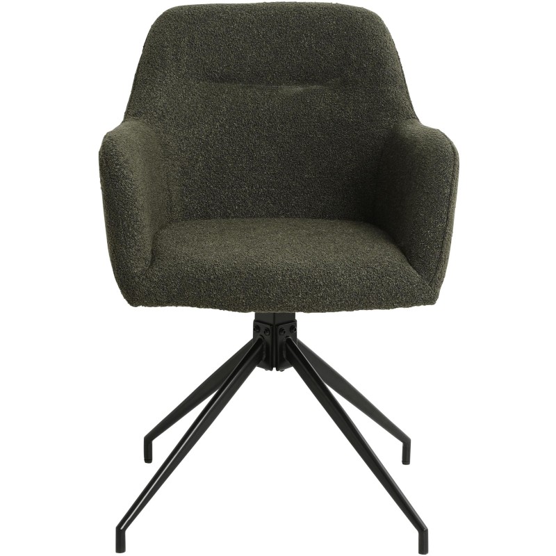 Silla de comedor Merlinda en tela Teddy verde oscuro